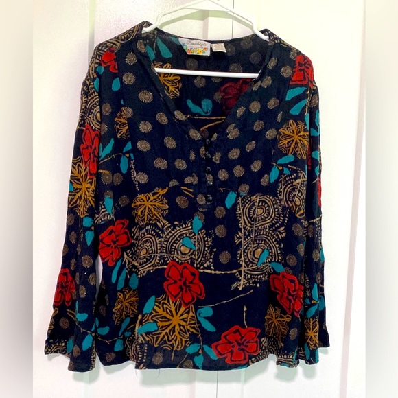 Freestyle Tops - Boho Top with Bell Sleeves by Freestyle |Size 2X